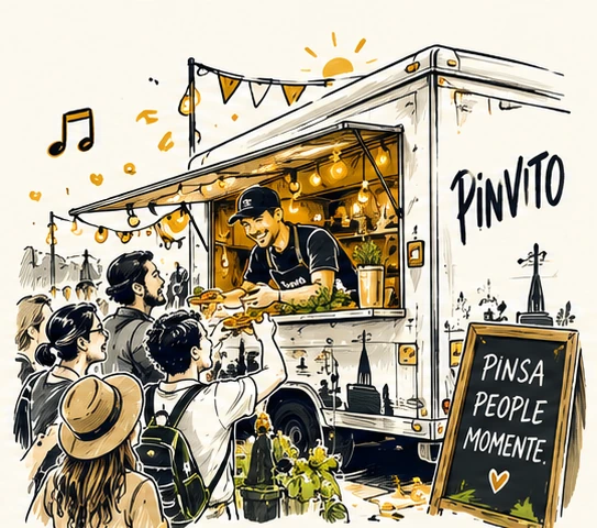 Handgezeichneter Foodtrailer auf einem Event