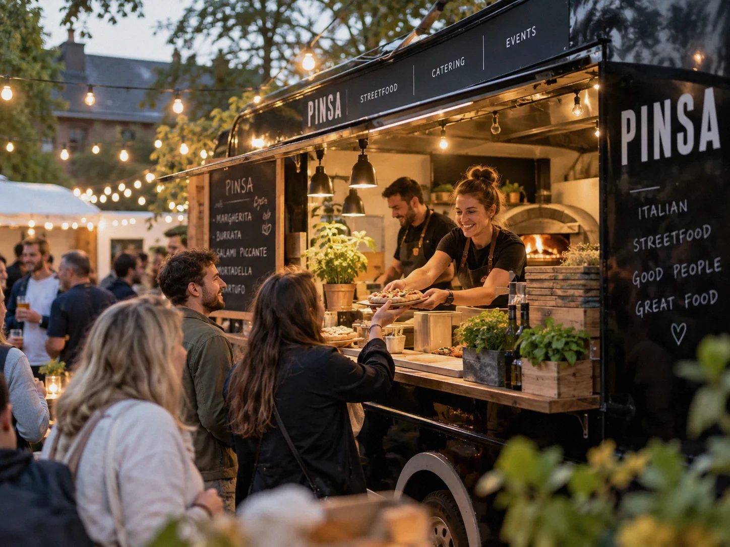PINVITO Foodtrailer mit frisch gebackener Pinsa beim Catering für Nürnberg und die Region